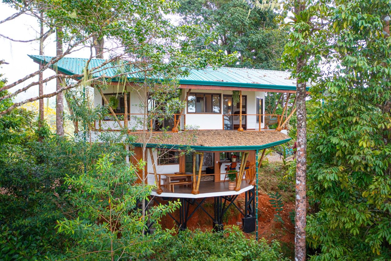 Aerial view of Lion's Brain retreat sanctuary in Costa Rica