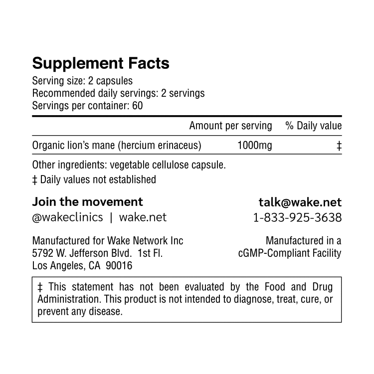Supplement Facts — 1,000 mg per 2-Capsule Serving (60 Servings)